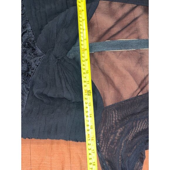 Tadashi Shoji Black Sheer Long Sleeve Top With Sequin Embellishments Size 14 WOm - Picture 5 of 7